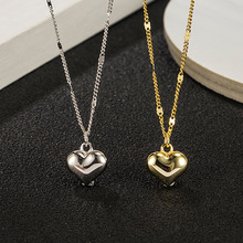 2022新款s925纯银锁骨链光面爱心简约冷淡风小众百搭女士心形项链