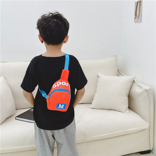 New children's chest bag wholesale Korean version M letter printing boy bag kindergarten printable LOGO baby travel bag