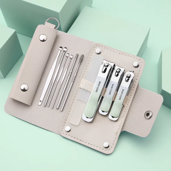 4-Piece Manicure Set with Angled Nail Clippers, Nail File, and Nail Tools for Home Use and Nail Salons