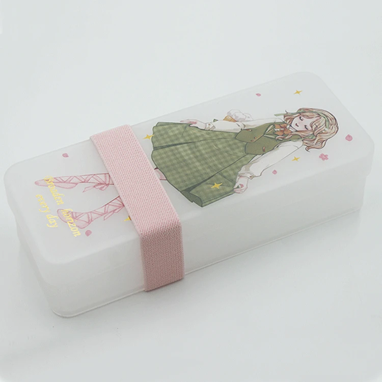 П pencil case двухслойный пластиковый вместительный, матовый ящик для хранения, канцелярия для студентов, индивидуальный заказ