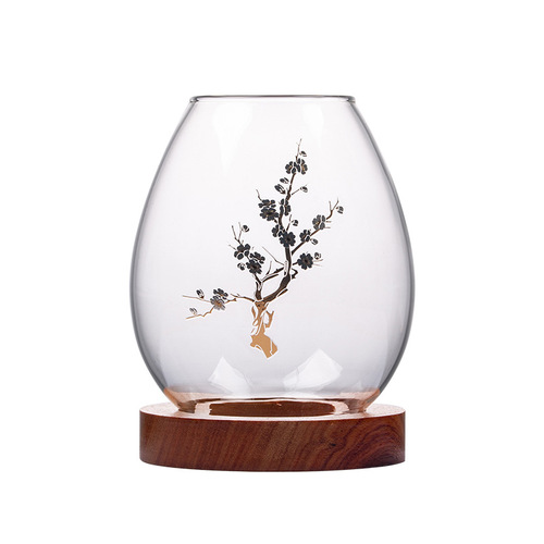 Japanese glass candlestick creative ornaments candle romantic home Zen retro aromatherapy windproof table cover desktop decoration