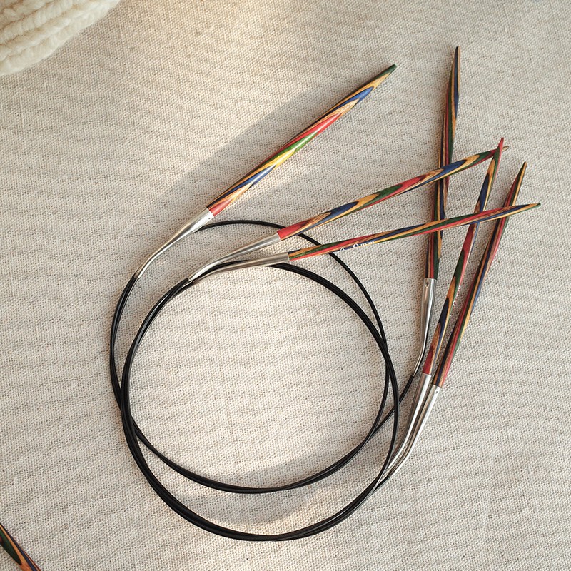 环针手工编织进口彩木82cm长度环形针棒针彩色毛衣针围巾编织针