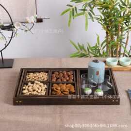 实木围炉煮茶托盘烧桐木七件套复古色茶具分装盘禅意茶道茶水盘