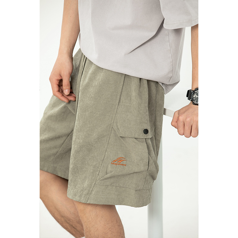 Three-dimensional Pocket Design Tooling Shorts Men's Spring and Summer New American Style Retro Trendy Brand Embroidered Casual Drawstring Pants