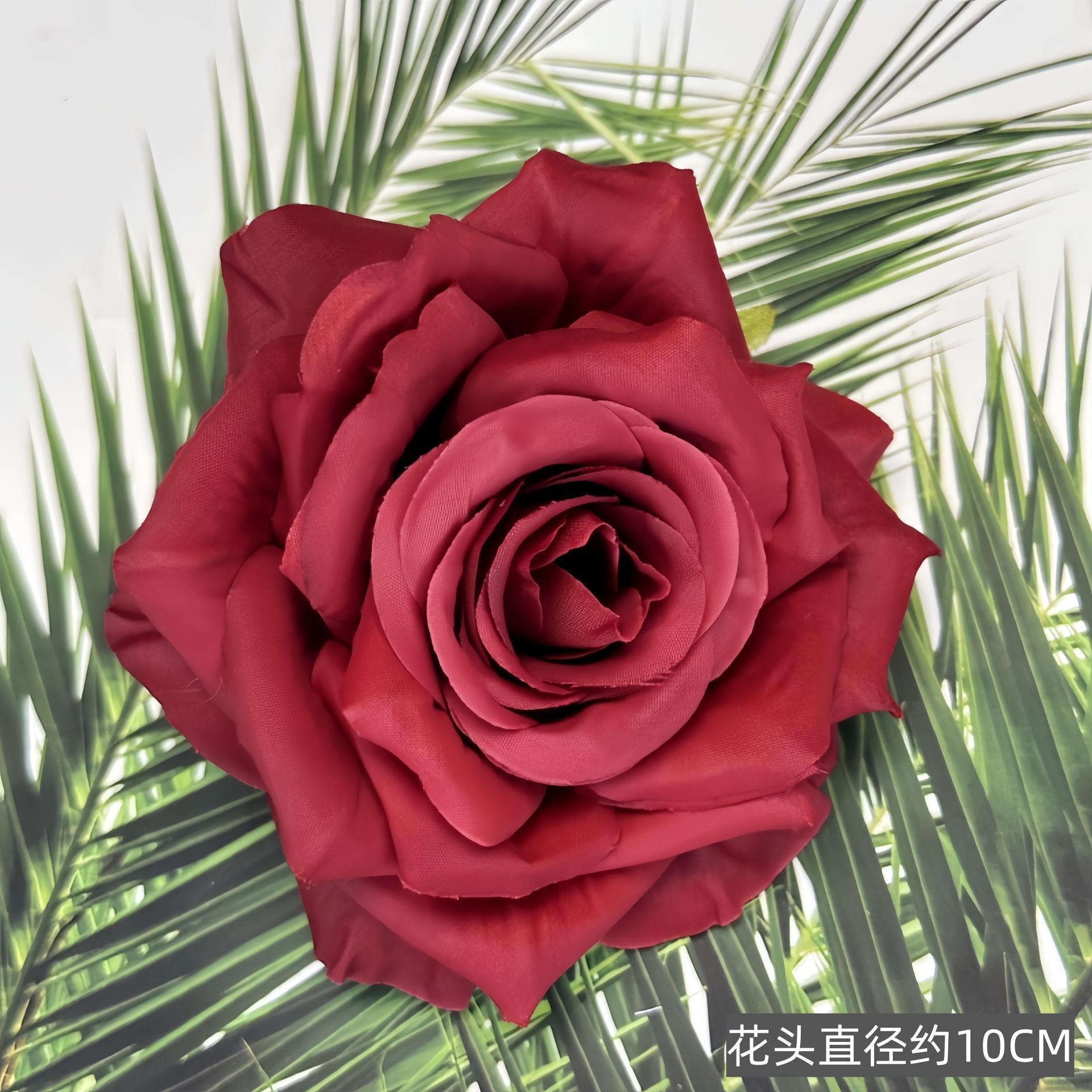 Franela artificial flor Rosa cabeza ramillete rojo boda flor pared tiro apoyos flor artificial arco flor artificial al por mayor