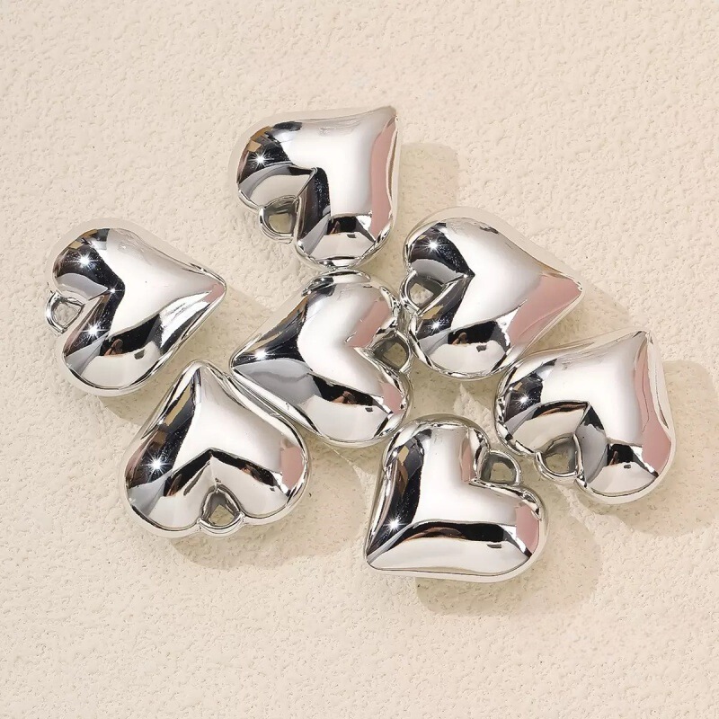 Minimalist Style Multi-Specification Three-Dimensional Smooth Heart-Shaped Ball Pendant Jewelry Necklace Earrings DIY Accessory Materials