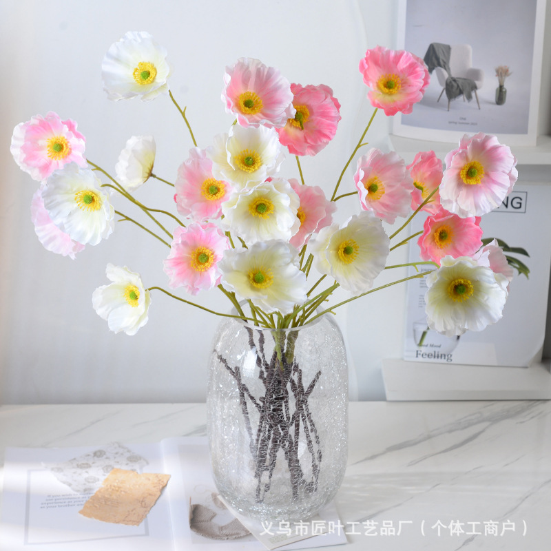 仿真3D罂粟花虞美人婚庆布置背景软装假花家居装饰仿真花厂家批发