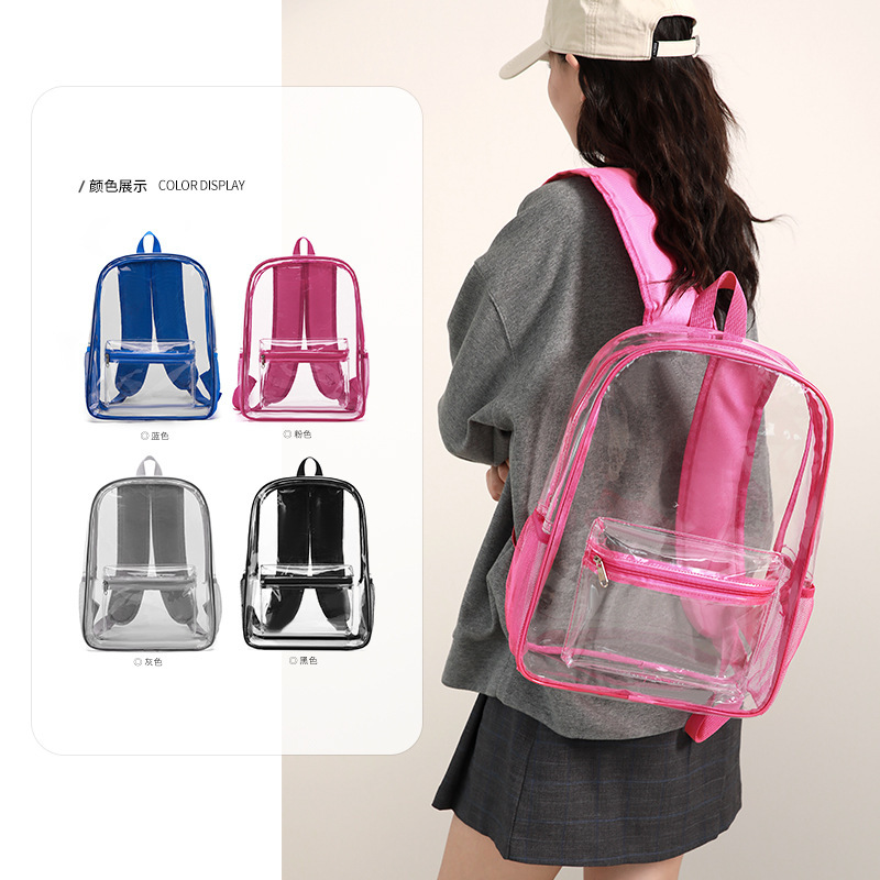 Transparent Backpack for Women, Korean Style, Large Capacity Student School Bag, Gym Bag, Fashionable and Trendy Pvc Waterproof Backpack for Men and Women Transparent Backpack for Women, Korean Style, Large Capacity Student School Bag, Gym Bag, Fashionable and Trendy Pvc Waterproof Backpack for Men and Women
