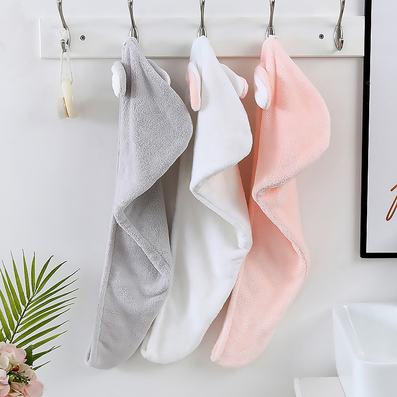 Cartoon Rabbit Ears Dry Hair Hat Super Absorbent Shower Cap Hair Washing Quick Dry Towel Coral Fleece Head Cover Thick Dry Hair Towel
