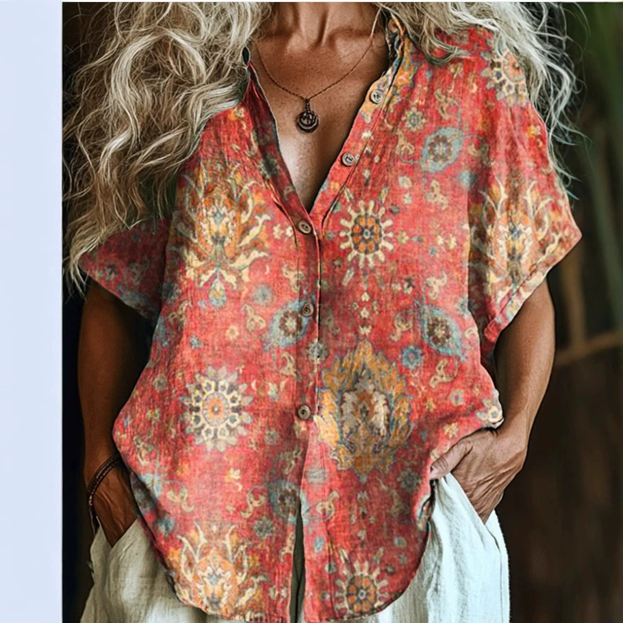 Летняя рубашка 2025 года, европейский и американский стиль, больших размеров, повседневная, с цветочным принтом, с 3D-печатью ромашек для женщин