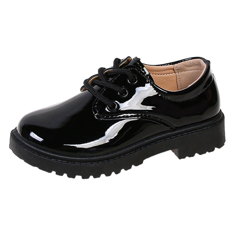 Весенние и осенние маленькие кожаные туфли для мальчиков, черные туфли для выступлений с часами, Повседневная модная обувь для девочек среднего и большого возраста, обувь для хозяев