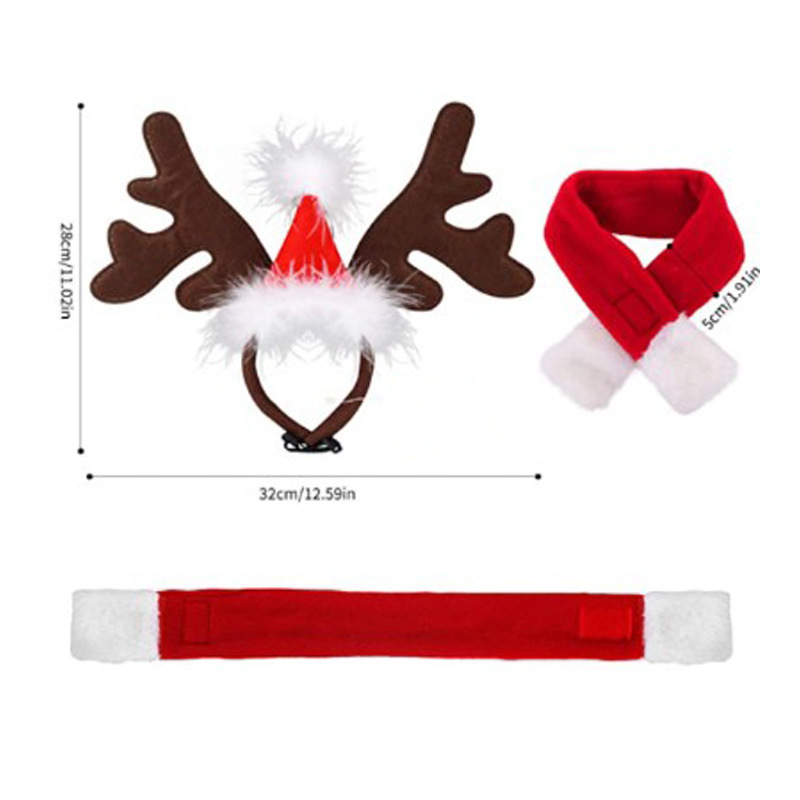 Accesorios de traje de Navidad para mascotas perro Bell pajarita con collar de gato sombrero de Navidad bufanda de doble cara material de terciopelo al por mayor