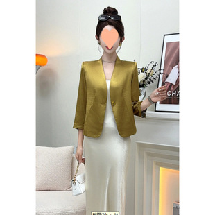 2025 Blazer with a Flowing Silhouette, Versatile, Fashionable, Simple, High-End Glossy Satin Blazer with an Elegant Temperament