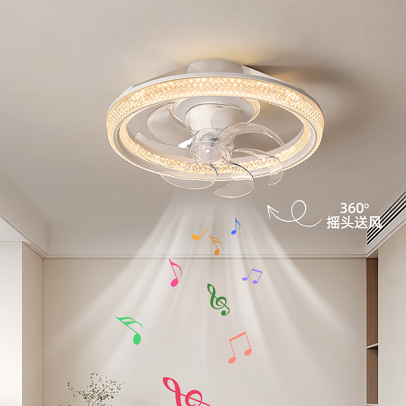 Luces de ventilador de dormitorio 2025 nuevo estilo simple y moderno 360 grados agitar la cabeza de viento crema para niños dormitorio principal luz de techo