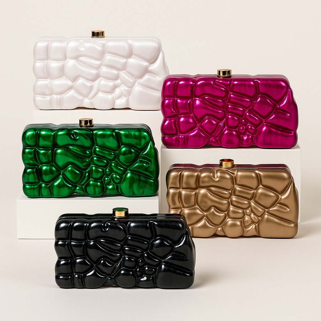 Pochette elegante in acrilico a conchiglia per cerimonia sposa_voghion.com