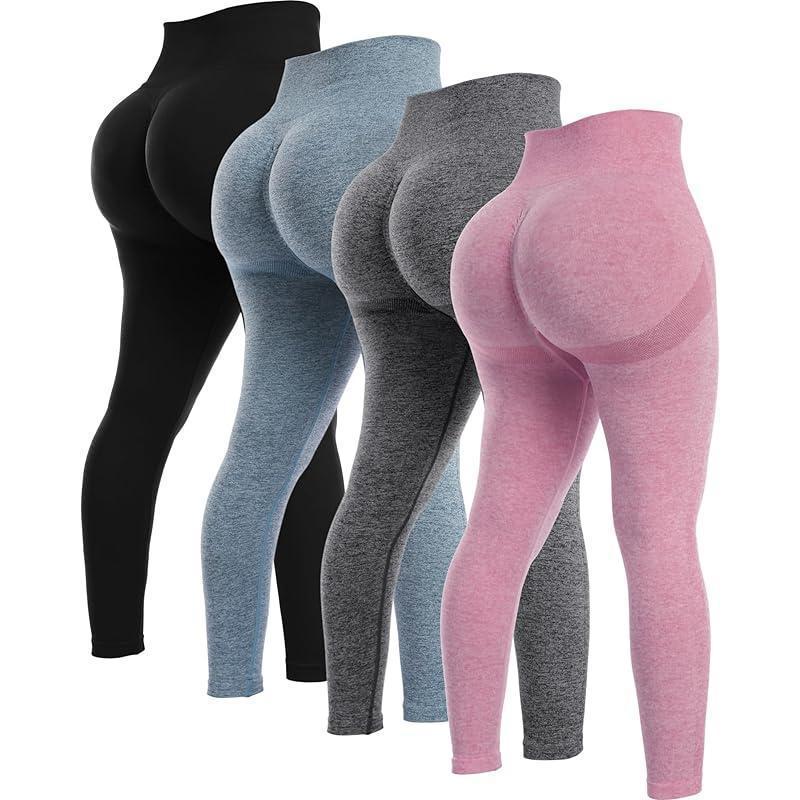 4 Piece Butt Lifting Workout Leggings for Women Seams Gym|undefined