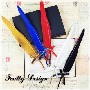 F01A-Y1 feather pen goose feather ballpoint pen exquisite graduation gift European retro stationery 18 color selection