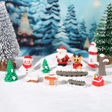 圣诞微景观摆件套装 圣诞老人雪人麋鹿场景装饰 节日氛围布置工艺