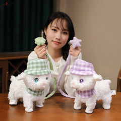 電動牽繩走路小羊玩具會唱歌搖擺學說話綿羊公仔兒童節禮物批發