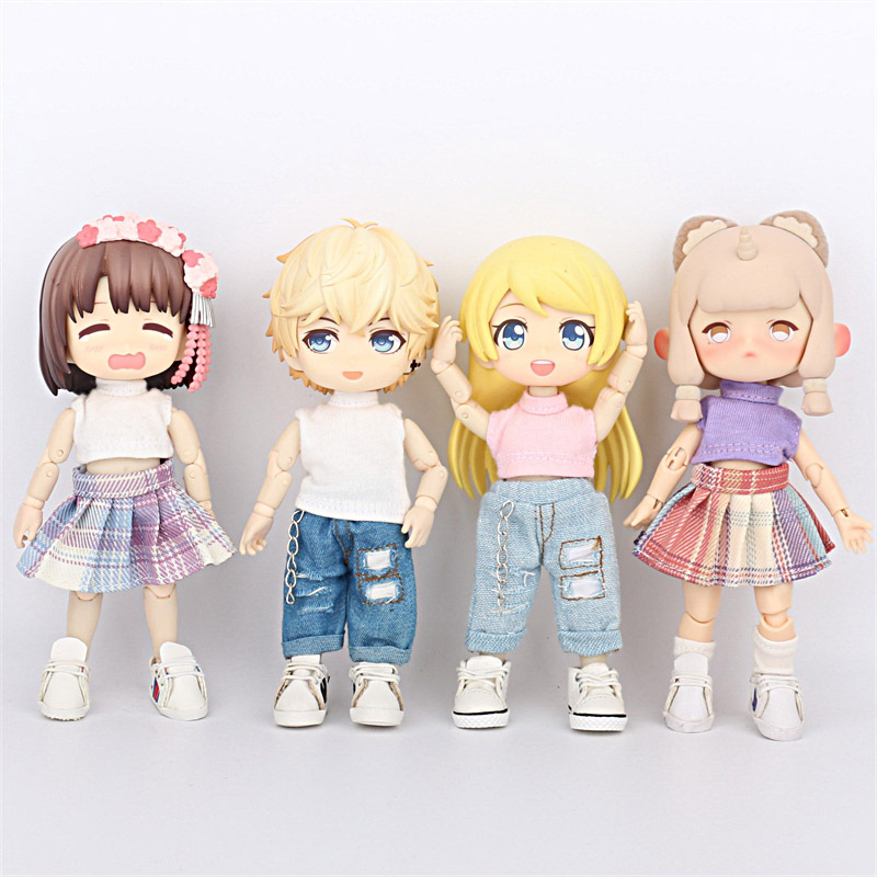 ob11 doll clothes with small short sleeve high collar sleeveless jacket short long bjd 12 points doll clothes