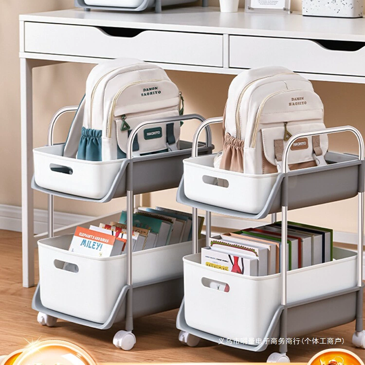 Стеллаж для хранения школьной сумки, офисный ящик для хранения книг и закусок под столом, съемная тележка на колесиках, настольная книжная полка