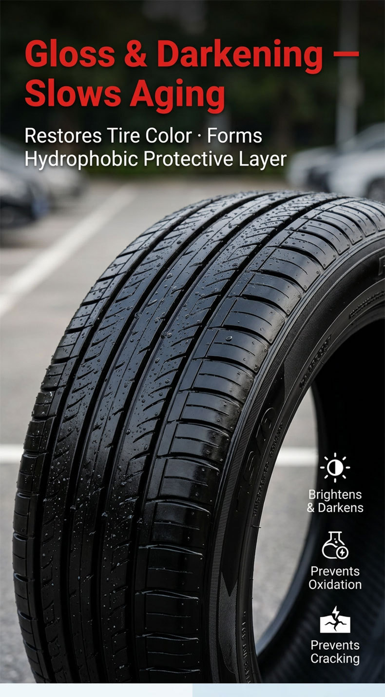 Car Tire Shine Agent, Tire Wax, No-Wash Cleaning, Stain Removal, Long-Lasting Polishing, Maintenance and Refurbishment Agent, Anti-Aging, Cross-Border