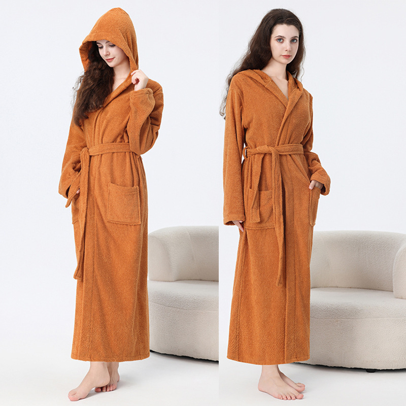 Thickened Towel Material Bathrobe Long Hooded Men's and Women's Absorbent Bathrobe Hotel Nightgown Cross-border Amazon Hair Thickened Towel Material Bathrobe Long Hooded Men's and Women's Absorbent Bathrobe Hotel Nightgown Cross-border Amazon Hair