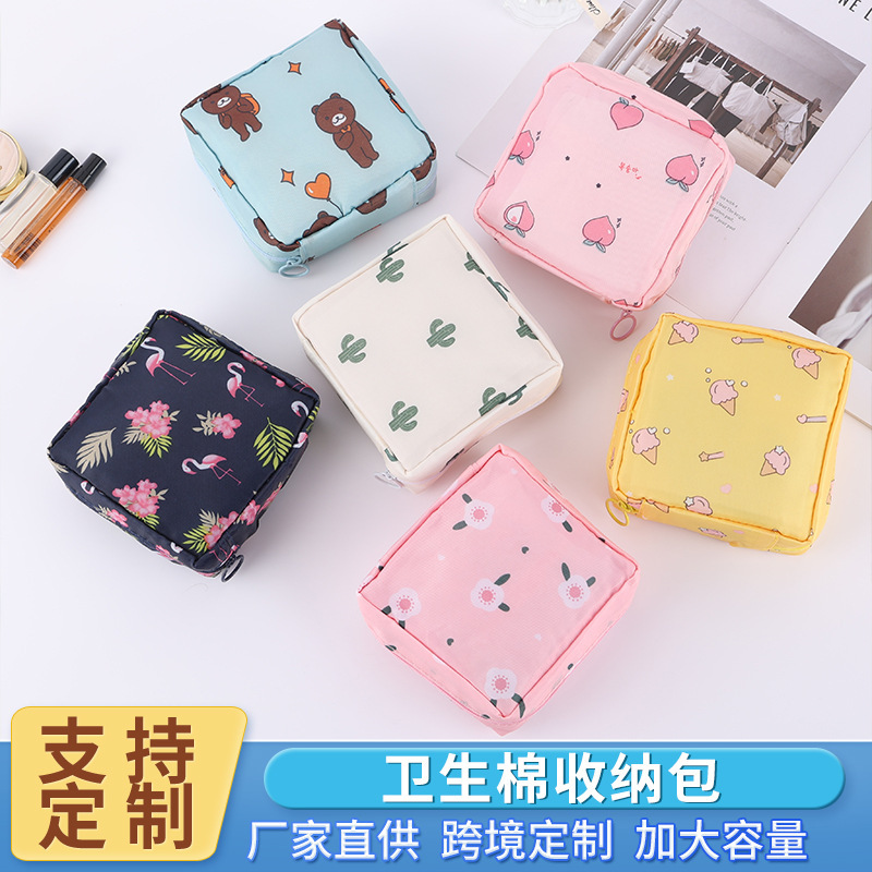 Cross-border Girls Large Capacity Aunt Bag Storage Bag Portable Lipstick Moon Bag Cute Sanitary Napkin Storage Bag Customized
