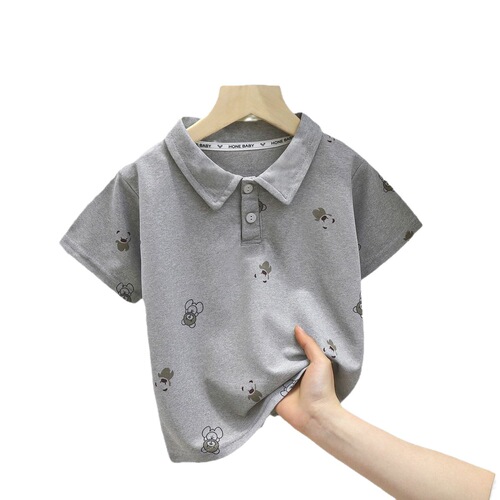 Children's Summer Short Sleeve Polo Shirt 2024 New Style Unisex Baby Cool Collar Academic Style Children's Clothing Wholesale