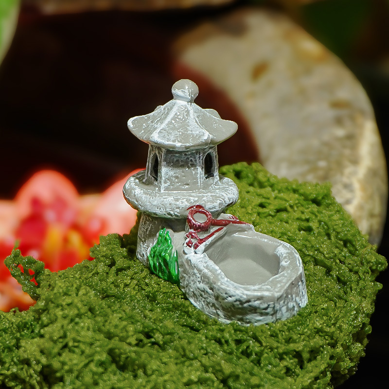 Pecera antigua, pequeña mascota lateral, paisaje de musgo, nueva piscina china, torre, edificio retro, mini decoración