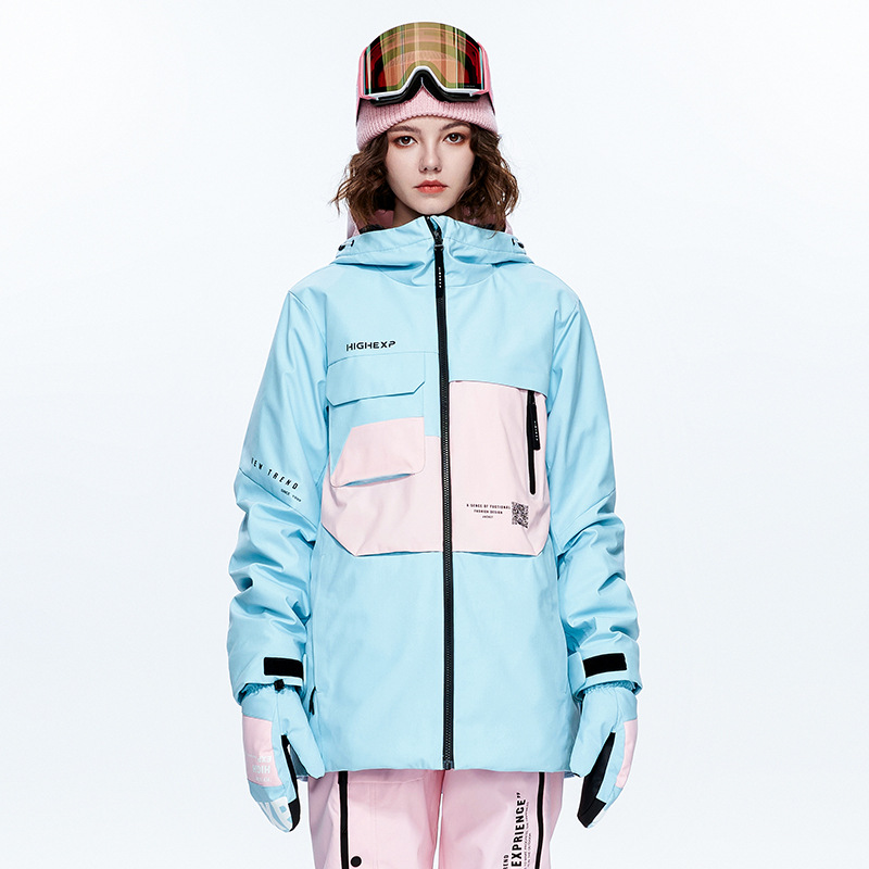 Nueva chaqueta de snowboard de alta gama para mujer, impermeable, cortavientos, cálida, chaqueta de exterior para hombre con doble capa y algodón añadido, transfronteriza.