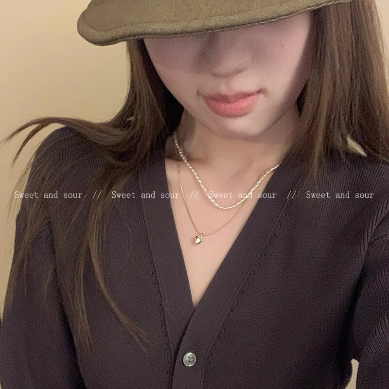 双层小米粒珍珠项链女高级设计感小众叠戴配饰颈链锁骨链简约百搭|undefined