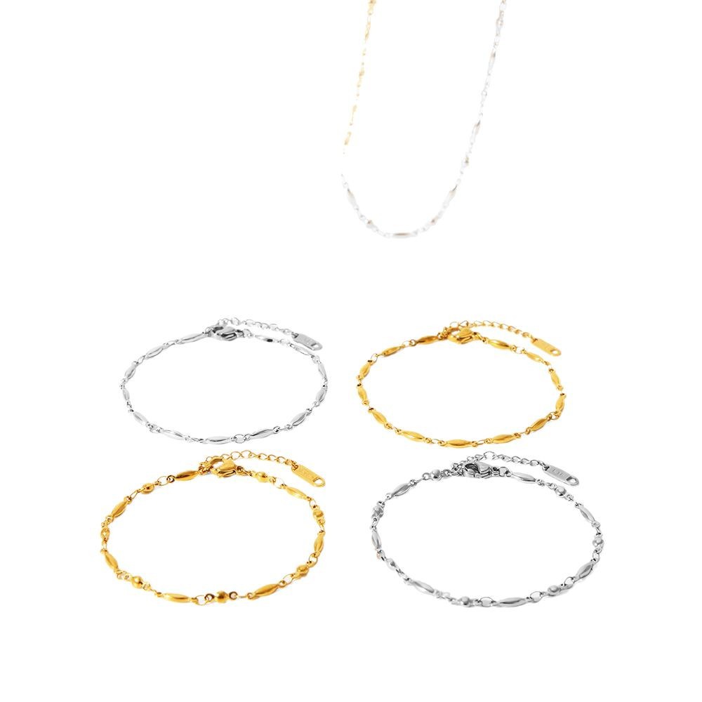 Exclusividad transfronteriza para INS Minimalista Cadena de semillas de melón de 18 quilates Collar de todo fósforo Conjunto de pulsera Fábrica de joyas al por mayor