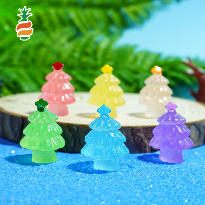 Adornos pequeños en miniatura, árboles navideños, paisajes nevados, micro paisajes, accesorios decorativos de bricolaje luminosos creativos, comercio exterior transfronterizo