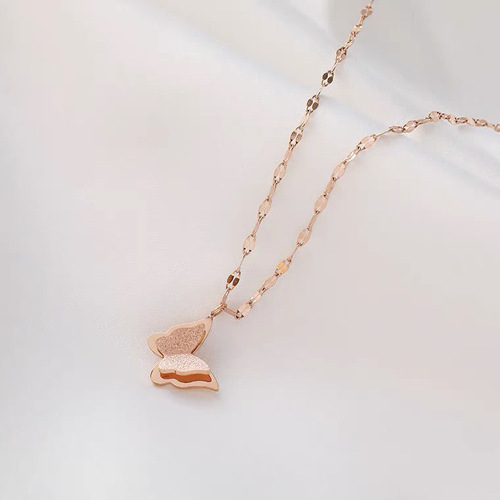 Internet celebrity temperament, simple, light and luxurious, double-layer butterfly necklace, female clavicle chain, ins cold style, niche design trend