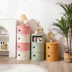 北欧ライト高級ホームカラーマッチング多層クリエイティブ収納キャビネット多機能プラスチックバスルーム収納キャビネット寝室のベッドサイドキャビネット