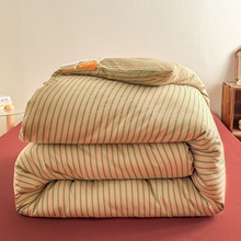 日式加厚保暖冬被水洗棉冬季条纹太空被芯四季春秋学生被子单双人