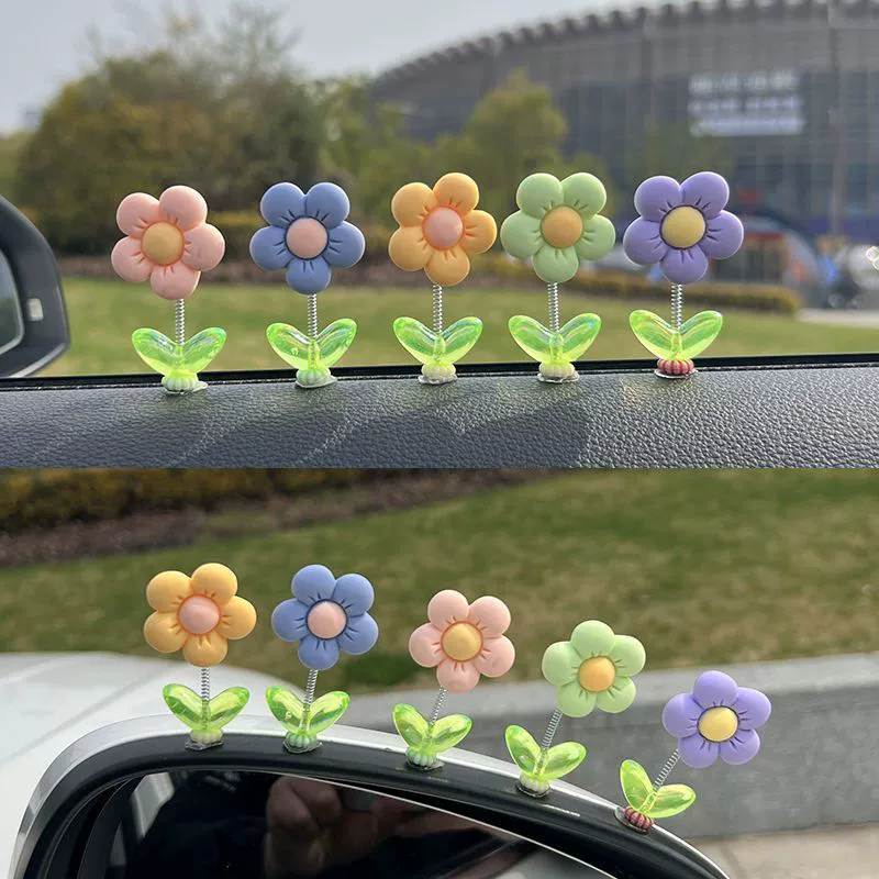 Милые качающиеся цветочные горшечные украшения для автомобиля, аксессуары для интерьера электромобиля, украшения для автомобиля, украшение для центральной консоли, украшение для второго пилота