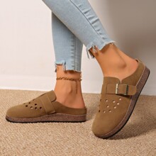 欧洲站2025春夏新款厚底勃肯鞋一脚蹬镂空包头半拖鞋女休闲凉拖鞋