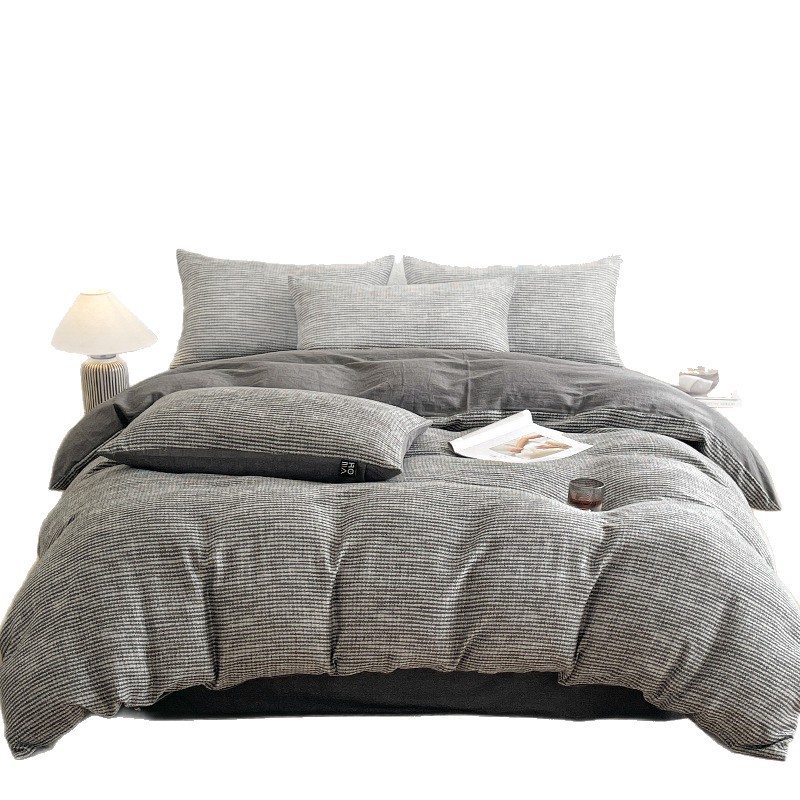 Completo copripiumino nordico in cotone a righe bianche e nere_voghion.com