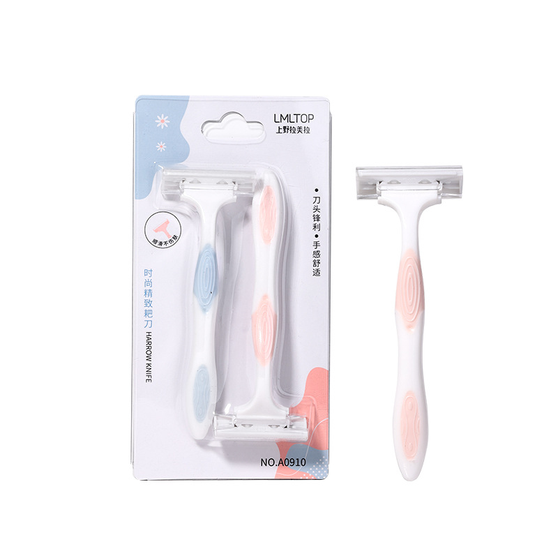 LMLTOP 2-piece Rake cuchillo axila cuchillo de pelo de doble capa antideslizante cuchillo de afeitar axila removedor de pelo al por mayor A0910