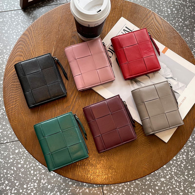 GE shideng women's short wallet genuine leather wallet large woven sheepskin large capacity Coin Purse Wallet Card Holder wholesale GE shideng women's short wallet genuine leather wallet large woven sheepskin large capacity Coin Purse Wallet Card Holder wholesale