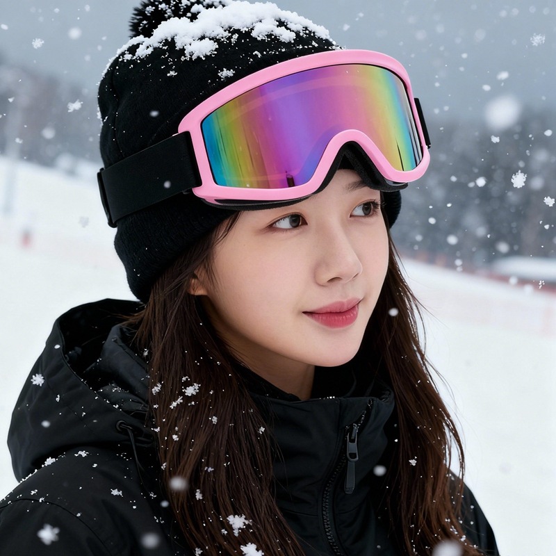 滑雪眼镜护目镜女粉色炫彩可戴近视男登山装备防风爬雪山徒步雪镜