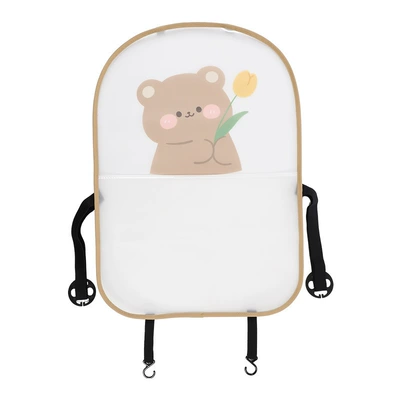 car children anti-kick dirty pad | Chair back anti-kick pad - transparent-tulip-bear-large-anti-kick-pad