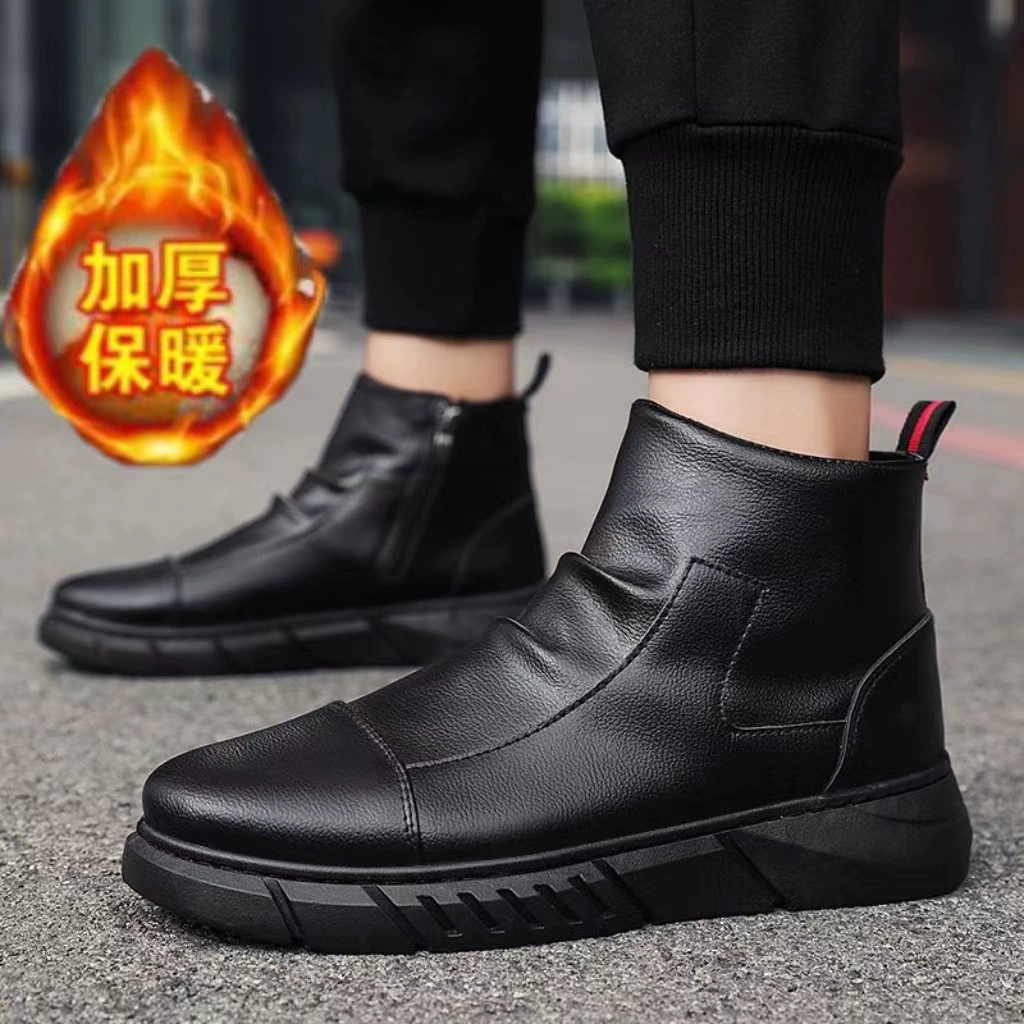 Мужская хлопчатобумажная обувь зимой теплая и бархатная нескользящая мужская повседневная хлопковая обувь