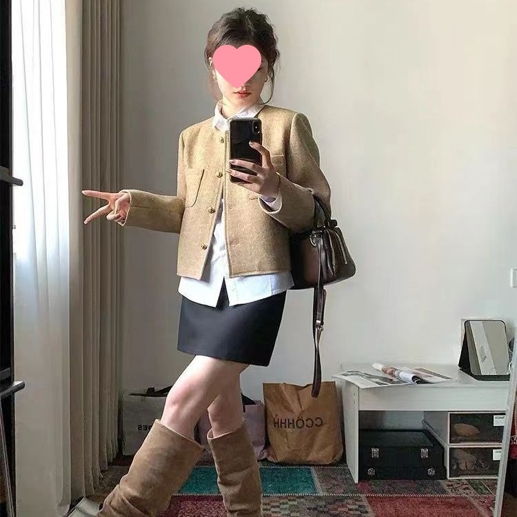 感小香风短外套女秋季新款气质名媛圆领韩系时尚短款上衣|undefined