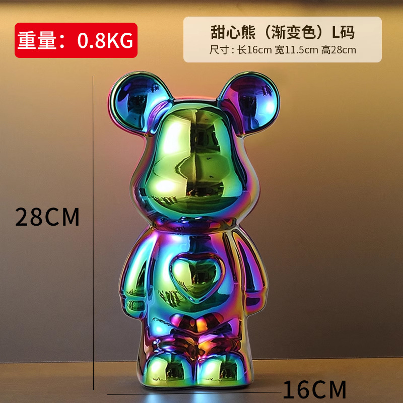 卸売セラミック暴力的なクマの装飾品、貯金箱、リビングルームの軽奢で高級な新築祝いの装飾、ワインキャビネットの装飾品|undefined