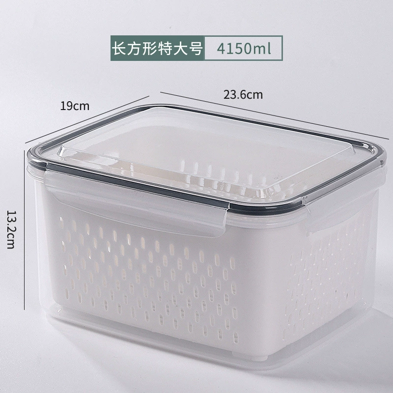 Double‑layer draining food storage box, transparent food‑grade, multiple sizes & sets
