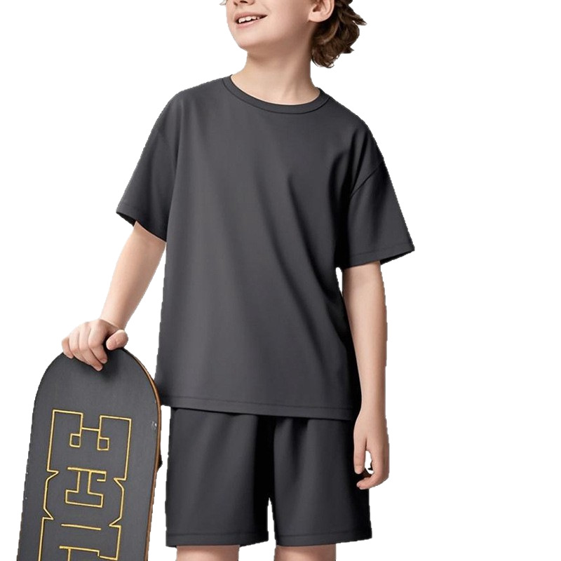 Summer quick dry sleeves for boys, set, T-shirt, shorts for leisure, children's sports suit, with short sleeve, 2 pieces 5