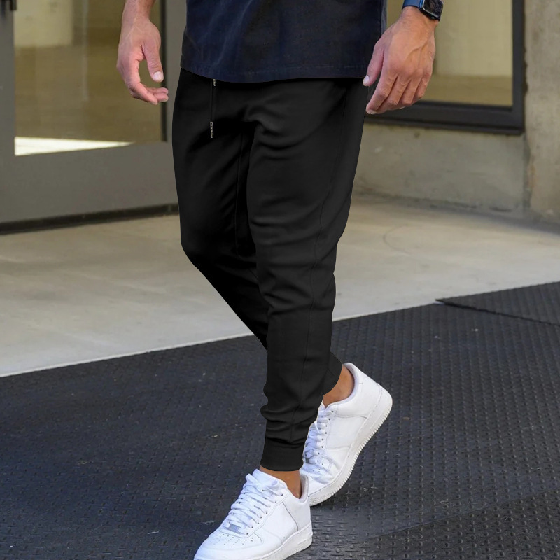 Versatile Men's Slim Fit Casual Pants With Tether Detail_voghion.com